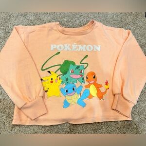 Girls' Pokemon Crop Fleece Pullover Sweatshirt Size M(7/8)